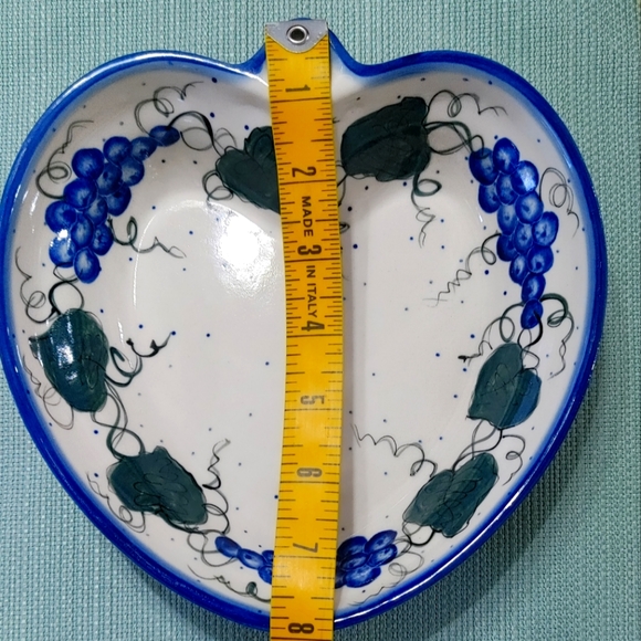 Unikat Polish Pottery Heart Shaped Dish 7-3/4" Blue Flowers EUC - Picture 8 of 9